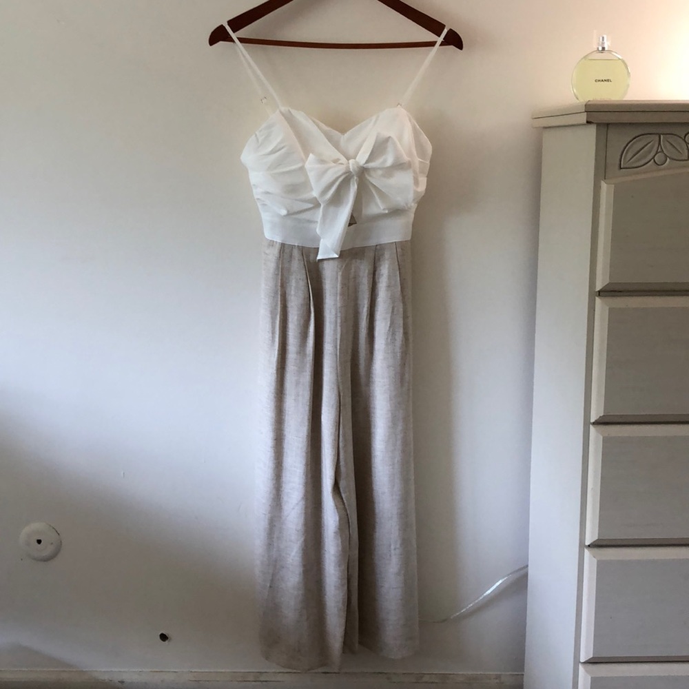 VICI Collection Bow Front Pocketed Jumpsuit